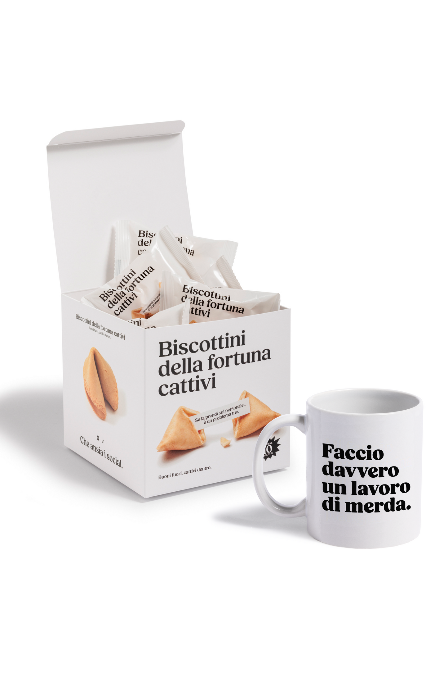 Scatola di Biscottini cattivi + Mug "Faccio davvero un lavoro di merda."