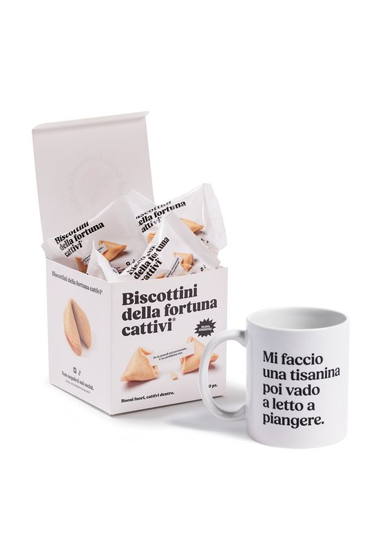 Scatola di Biscottini cattivi + Mug "Mi faccio una tisanina..."