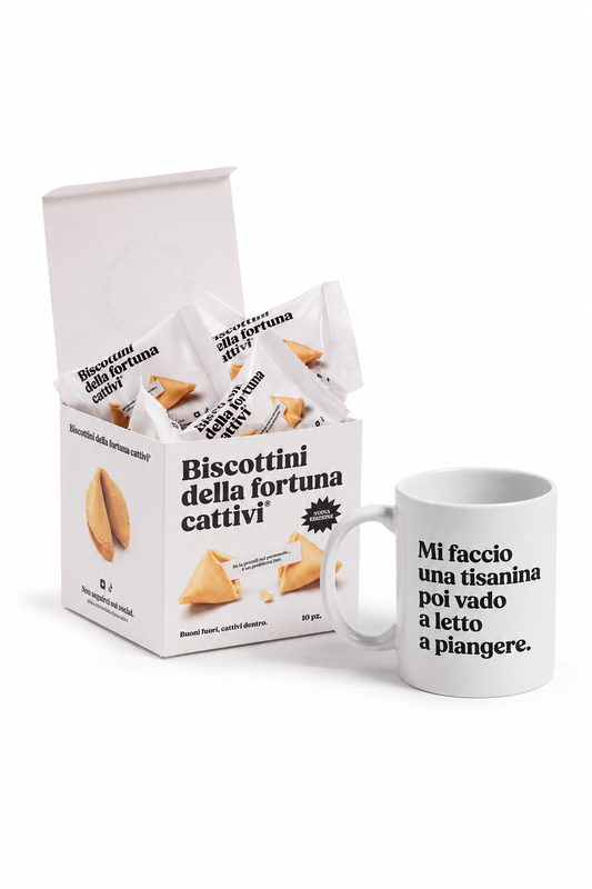 Scatola di Biscottini cattivi + Mug "Mi faccio una tisanina..."